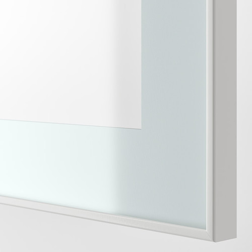 BESTÅ Shelf unit with glass door, white stained oak effect Glassvik/white/light green clear glass, 60x22x38 cm