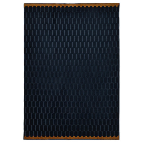 NÖVLING Rug, low pile, dark blue/yellow-brown, 200x300 cm