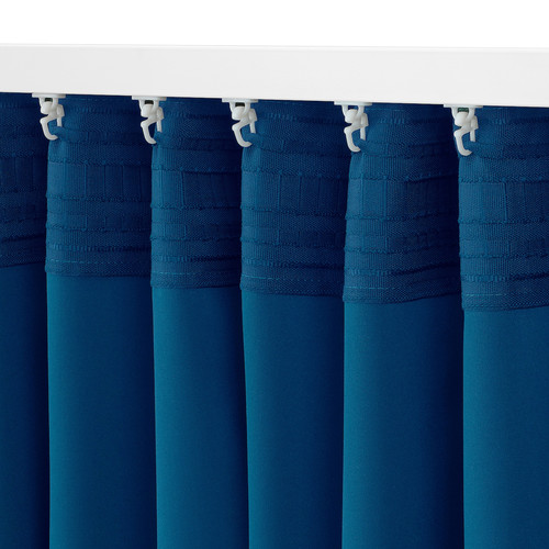 MAJGULL Block-out curtains, 1 pair, dark blue, 145x300 cm