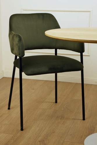 Dining Chair Lima, velvet, armrests, green