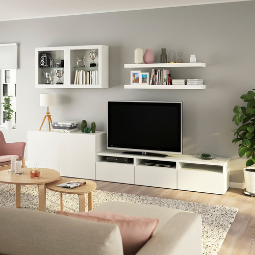 BESTÅ / LACK TV storage combination, white, 300x42x195 cm