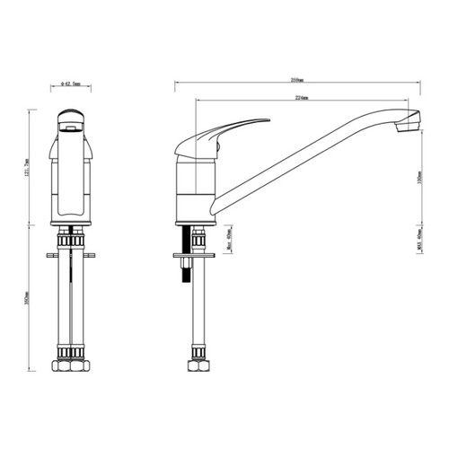 Brigg Chrome Effect Kitchen Top Lever Tap