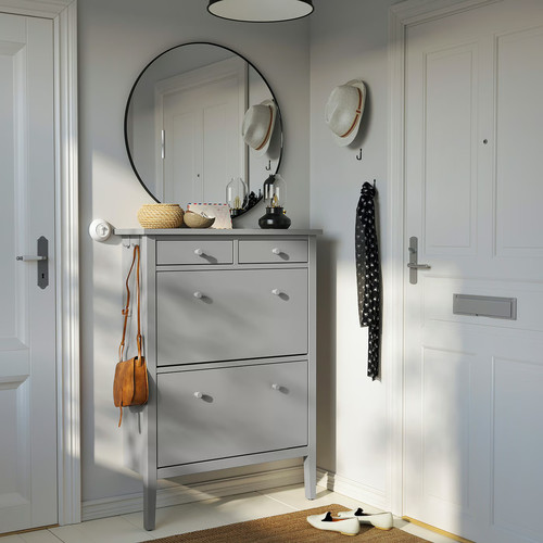 GULLABERG Shoe cabinet with 2 compartments, grey, 88x30x122 cm