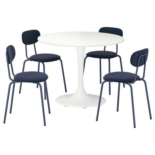 DOCKSTA / SANDSBERG Table and 4 chairs, white/Remmarn dark blue, 103 cm