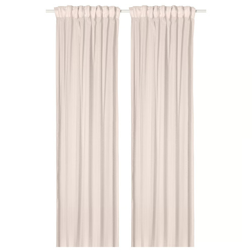 MATILDA Sheer curtains, 1 pair, pale pink/with heading tape, 145x250 cm