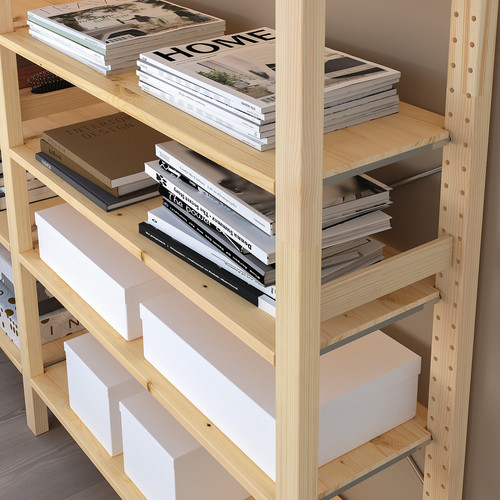 IVAR 2 sections/shelves, pine, 134x30x179 cm