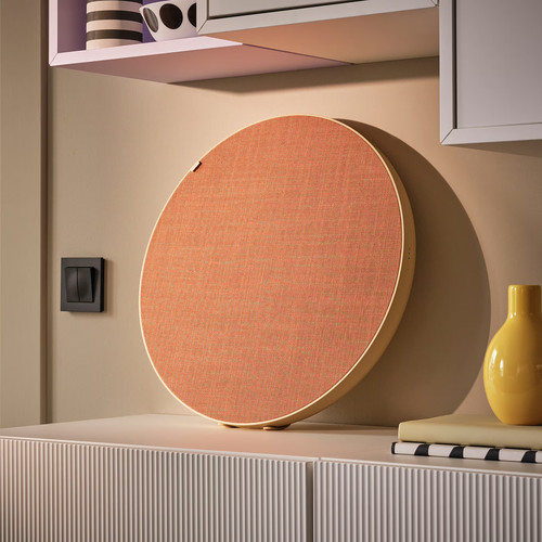 SOLSKYDD Bluetooth speaker, beige, 45 cm