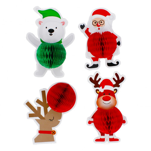 Accordion Winter Sticker Decorations, 4 pcs