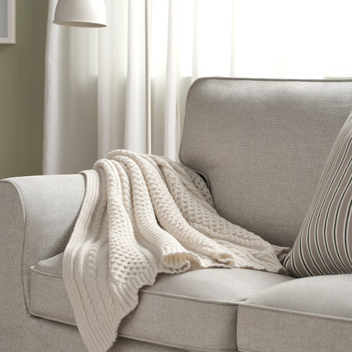 SÖRBYSKOGEN Throw, off-white, 130x170 cm