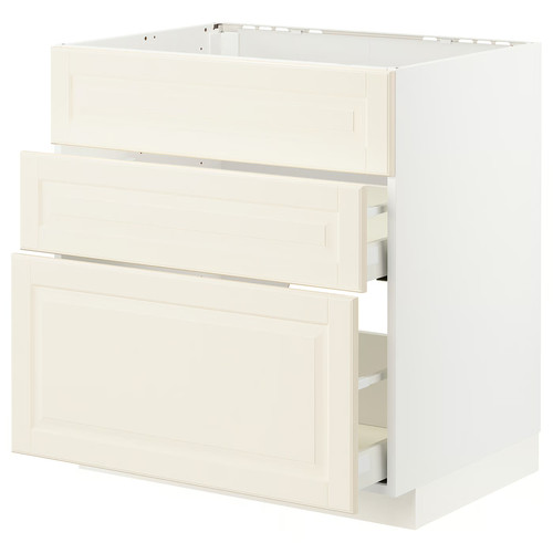 METOD / MAXIMERA Base cab f hob/int extractor w drw, white/Bodbyn off-white, 80x60 cm