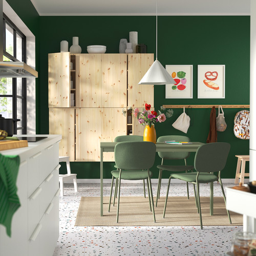VIHALS Extendable table, green, 120/180x74 cm