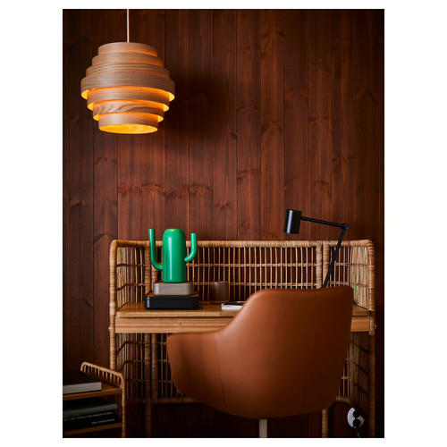 DYKARKLOCKA / HAVSDJUP Pendant lamp, white stained oak veneer/white, 40 cm