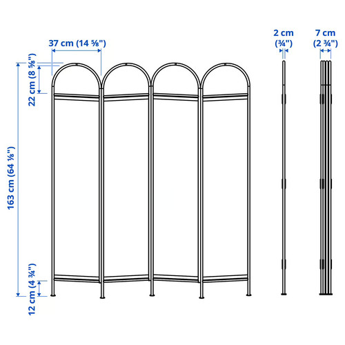 GRÅFJÄLLET Room divider, anthracite, 150x175 cm