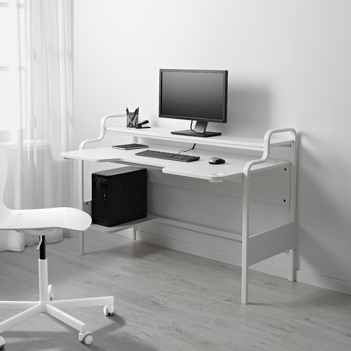 FREDDE Gaming desk, white, 140x74x73 cm