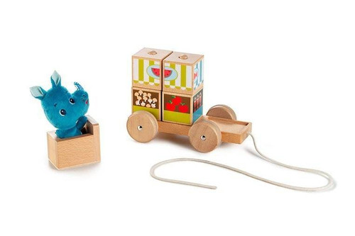 LILLIPUTIENS Wooden Food Truck with Puzzle Rhino Marius 12m+