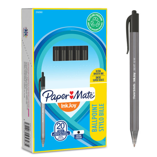 Paper Mate Retractable Ballpoint Pen InkJoy, black, 20pcs