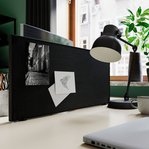 TROTTEN Cab w sliding doors/noticeboard, anthracite, 80x180 cm