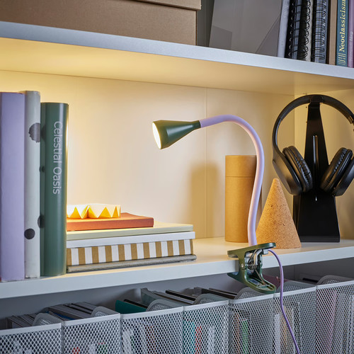 NÄVLINGE LED clamp spotlight, lilac/dark green
