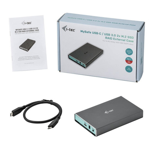 i-tec External Enclosure for 2x SATA M.2 Drive MySafe USB 3.0/US B-C Gen2