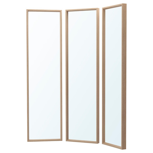 NISSEDAL Mirror combination, white stained oak effect, 130x150 cm