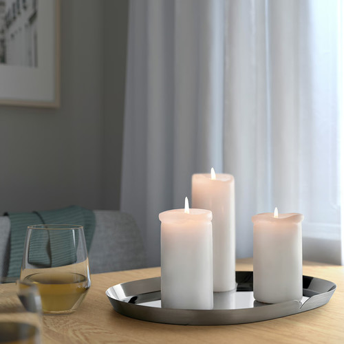 PRAKTAND Candle dish, stainless steel, 35x26 cm