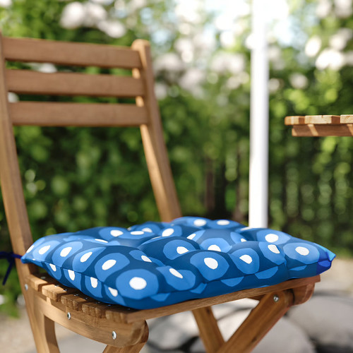 ASKHOLMEN Table+2 folding chairs, outdoor, foldable dark brown/Klösan dark blue, 60x62 cm