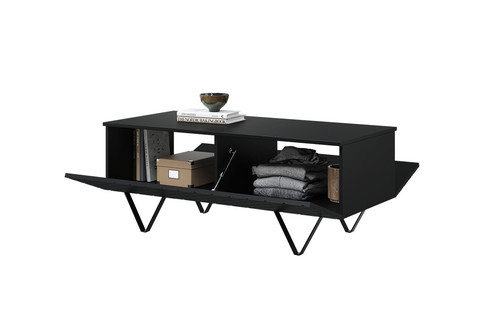 Coffee Table with Storage Scalia 120, matt black/black legs