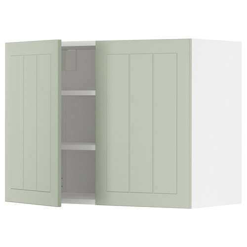 METOD Wall cabinet with shelves/2 doors, white/Stensund light green, 80x60 cm