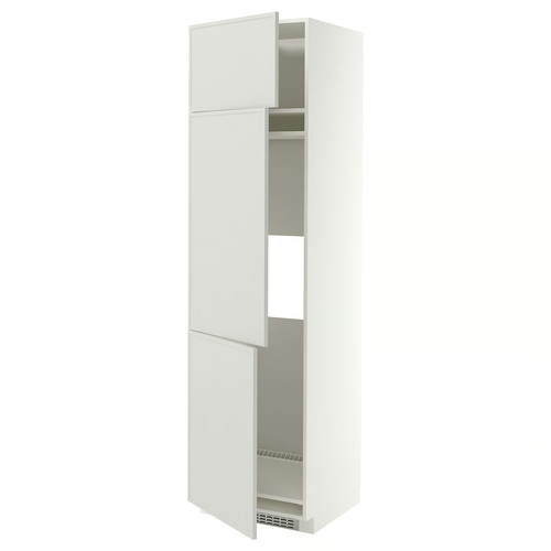 METOD High cab f fridge/freezer w 3 doors, white/Aspudden light grey, 60x60x220 cm