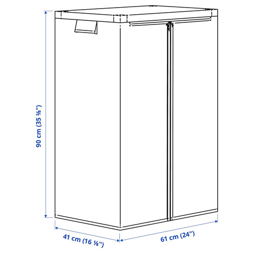 JOSTEIN Shelving unit with cover, in/outdoor wire/transparent white, 61x41x90 cm