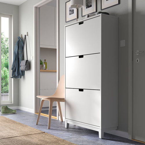 STÄLL Shoe cabinet with 3 compartments, white, 79x29x148 cm