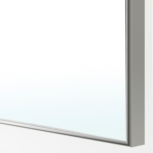 PAX / REINSVOLL/ÅHEIM Wardrobe combination, white/grey-beige mirror glass, 200x60x236 cm