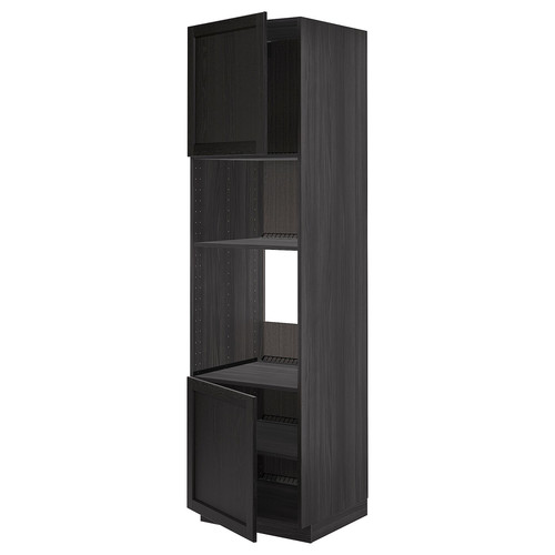 METOD Hi cb f oven/micro w 2 drs/shelves, black/Lerhyttan black stained, 60x60x220 cm
