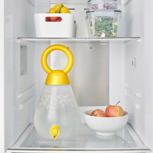 PILLERSTARR Jar with tap, transparent bright yellow, 4 l