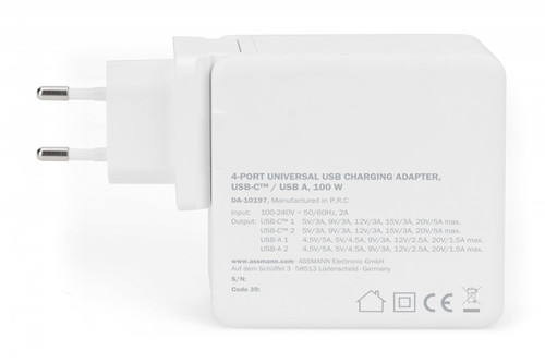 Digitus USB Charging Adapter Wall Charger EU Plug DA-10197