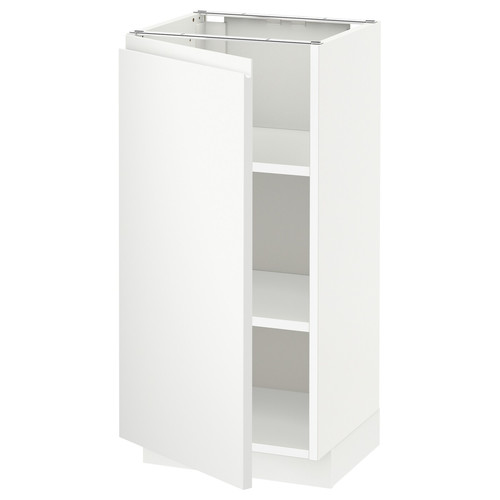 METOD Base cabinet with shelves, white/Voxtorp matt white, 40x37 cm