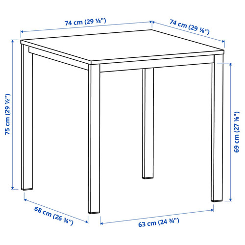 VIHALS Table, white/white, 74x74 cm