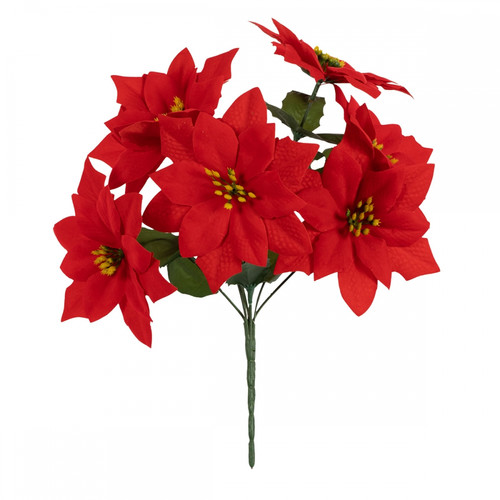 Poinsettia Floral Christmas Pick Set, 27 cm, 7 Pieces