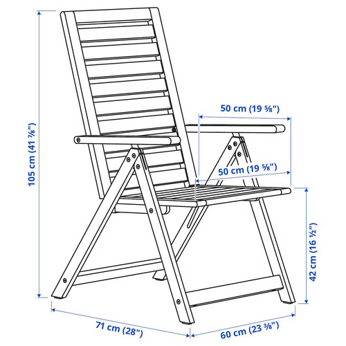 NÄMMARÖ Table+6 reclining chairs, outdoor, light brown stained, 200x75 cm