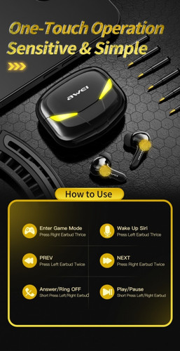 AWEI Headphones Bluetooth 5.0 T35 TWS, black