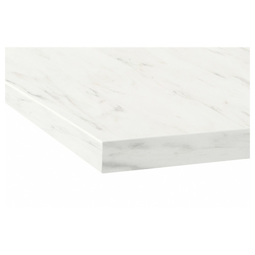 EKBACKEN Worktop, white marble effect, laminate, 246x2.8 cm