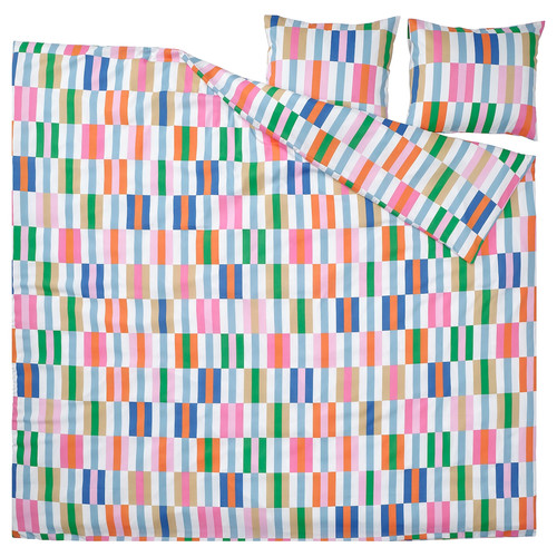 KLIBBKORSÖRT Duvet cover and 2 pillowcases, multicolour, 200x200/50x60 cm