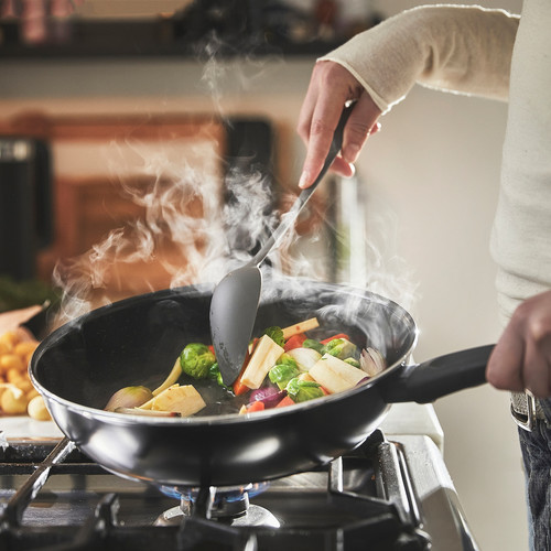 HEMLAGAD Sauté pan with lid, non-stick coating black, 26 cm