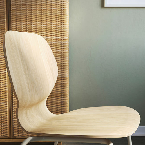 SKÅLSTA Chair, oak veneer/tubular metal/light grey-beige