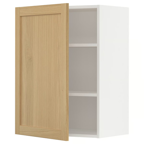 METOD Wall cabinet with shelves, white/Forsbacka oak, 60x80 cm