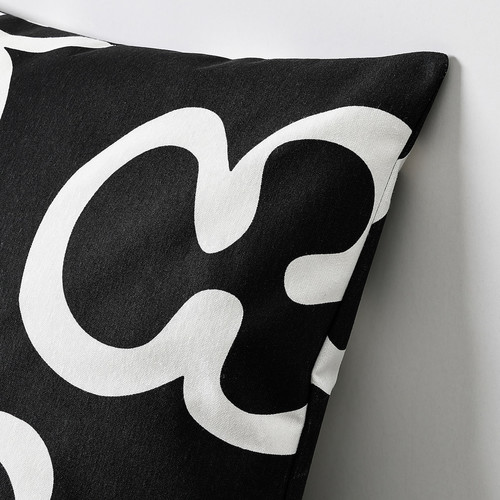 KLIPPBRÄCKA Cushion cover, black/white, 50x50 cm