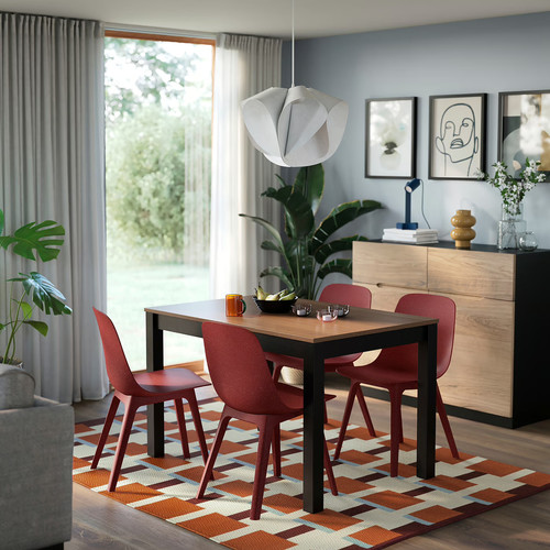 ÅLHULT / ODGER Table and 4 chairs, black/brown/red, 120x80 cm