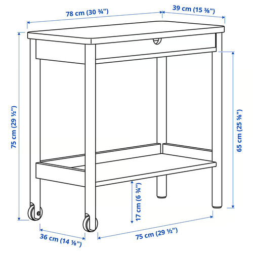 RÖNNINGE Trolley, birch, 78x39 cm