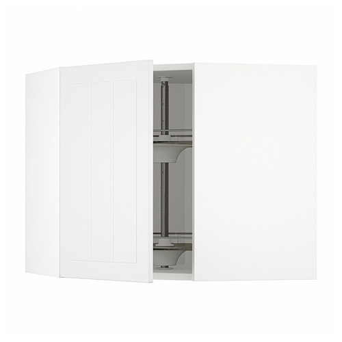 METOD Corner wall cabinet with carousel, white/Stensund white, 68x60 cm