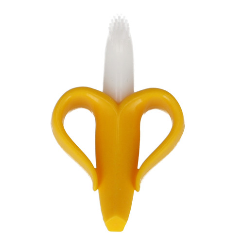 Bam Bam Soft Silicone Teether Brush Banana 4m+